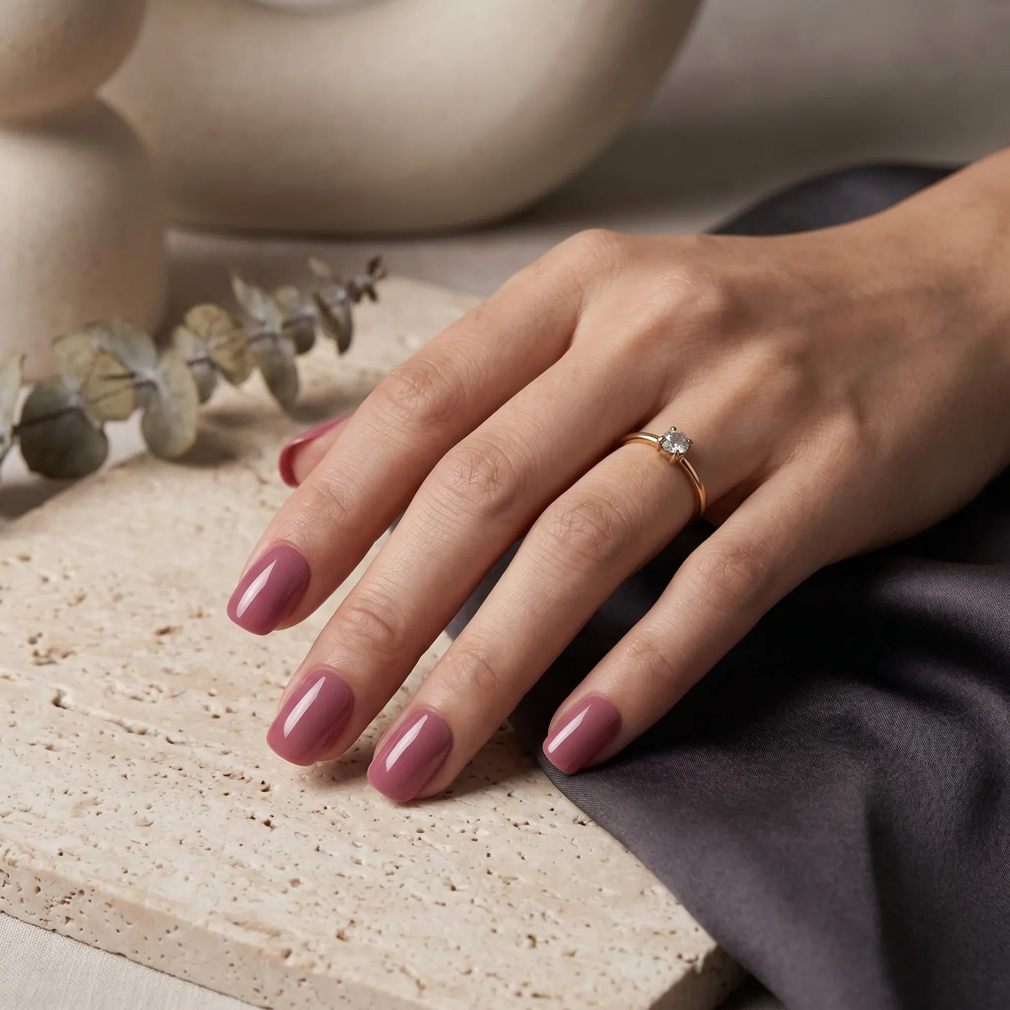 Glossy Visual Idea — Mauve Nails