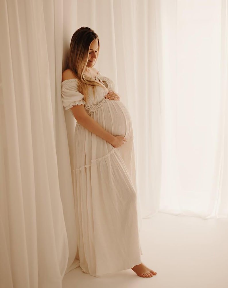Ethereal Off-White Gauze Maxi Dress Ethereal Off-White Gauze Maxi Dress — Maternity Outfits