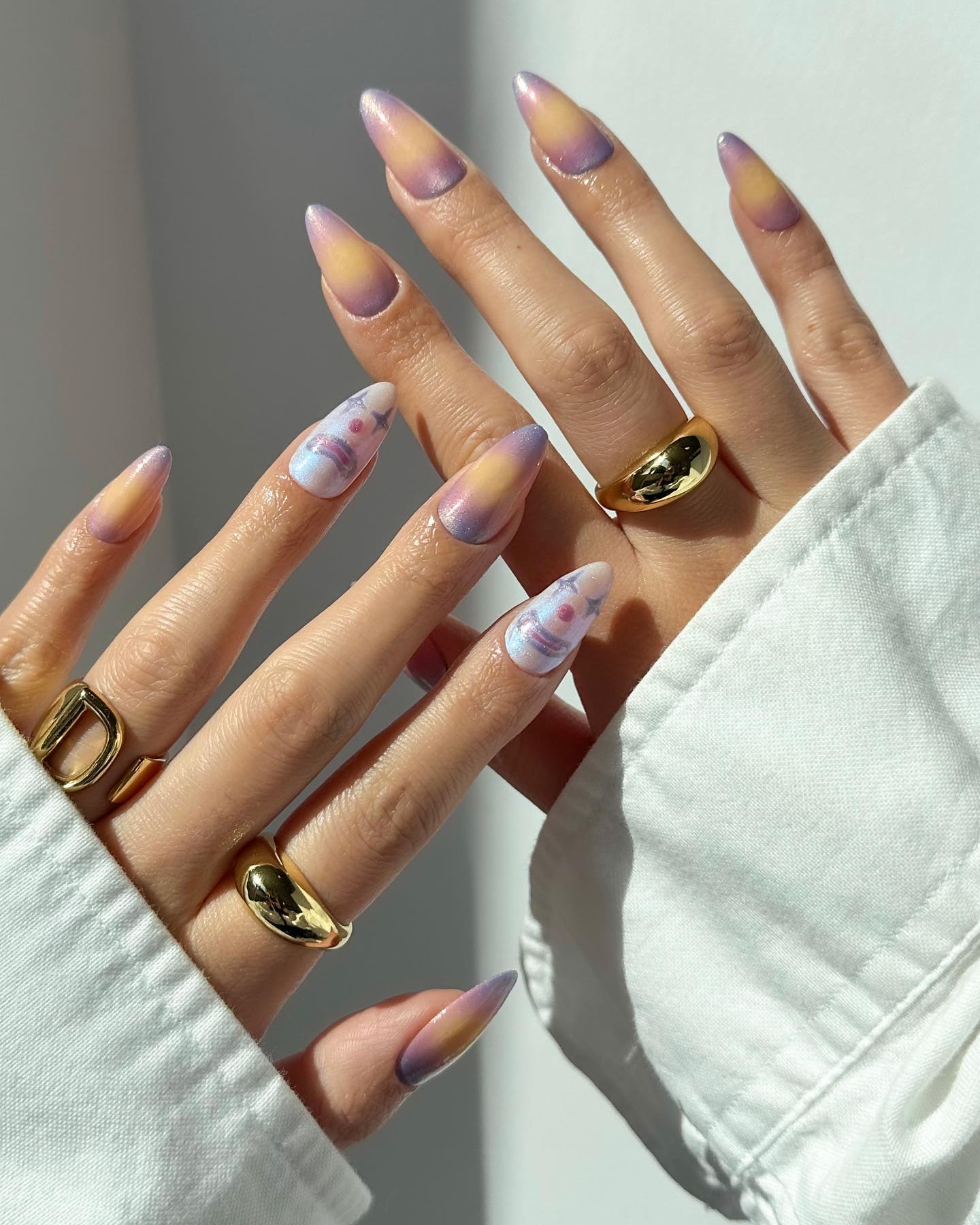 Watercolor Art Gradient Stilettos — Aura Nails