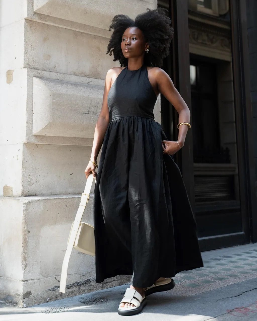 Black Halterneck Maxi Dress for an Elegant Summer Evening — Minimalist Outfits