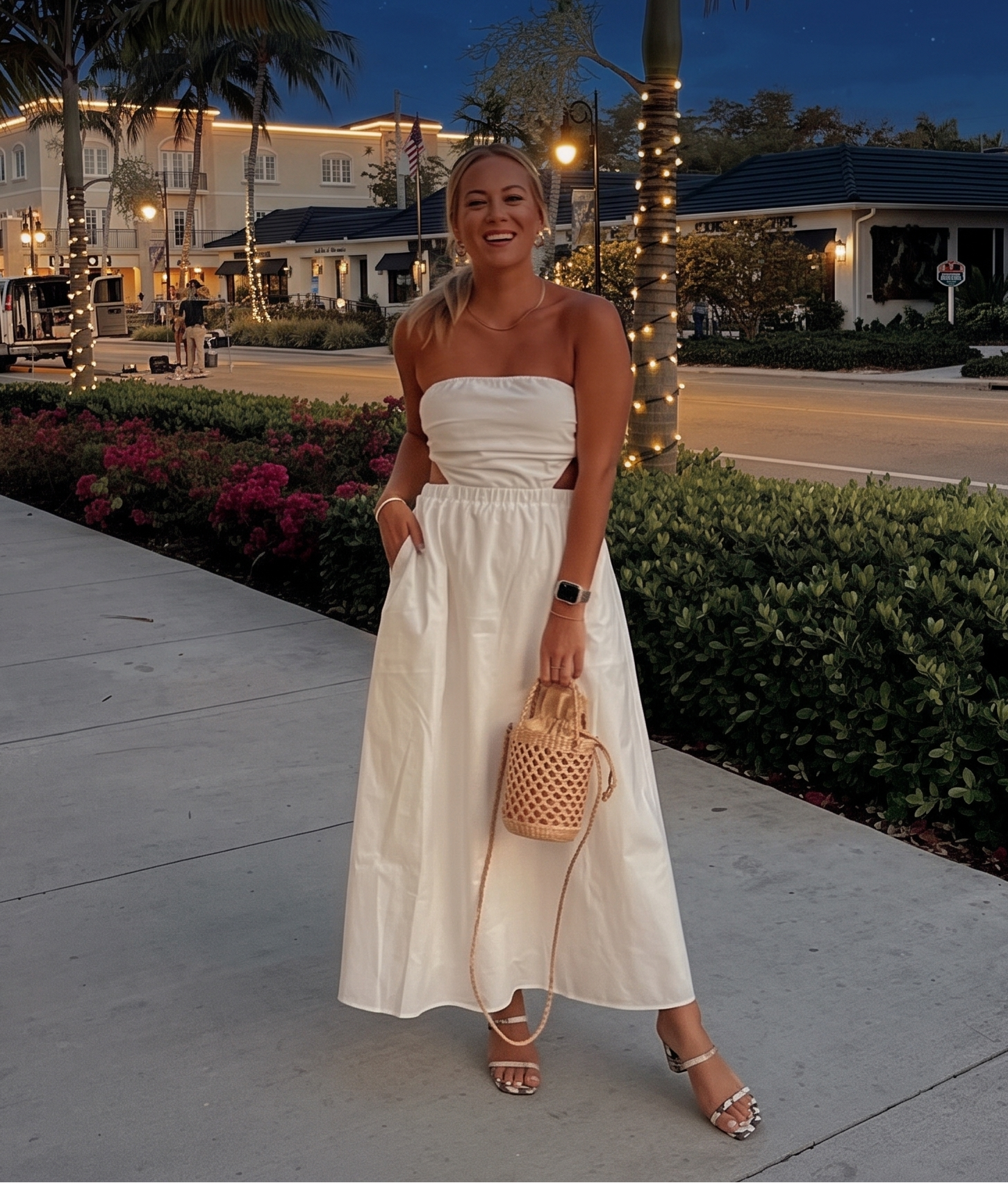 Chic White Midi Dress with Cutout Details for an Elevated Casual Vibe Chic White Midi Dress with Cutout Details for an Elevated Casual Vibe — Casual Date Night Outfits