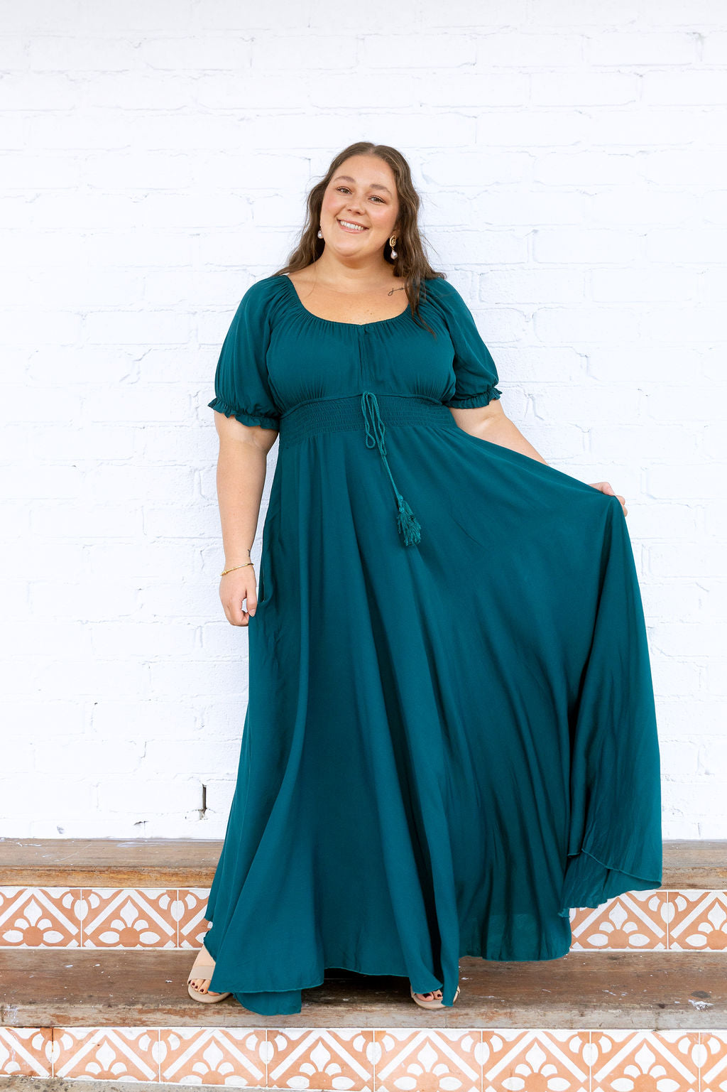 Flowy Teal Maxi Dress for Vacation Style Flowy Teal Maxi Dress for Vacation Style — Plus Size Outfits
