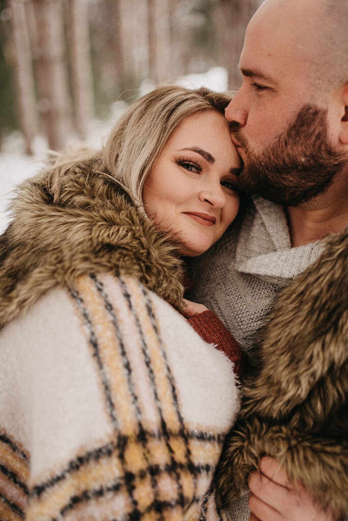 Cozy Winter Engagement: Layered Sweaters and Fur Coat Cozy Winter Engagement: Layered Sweaters and Fur Coat — Engagement Photo Outfits