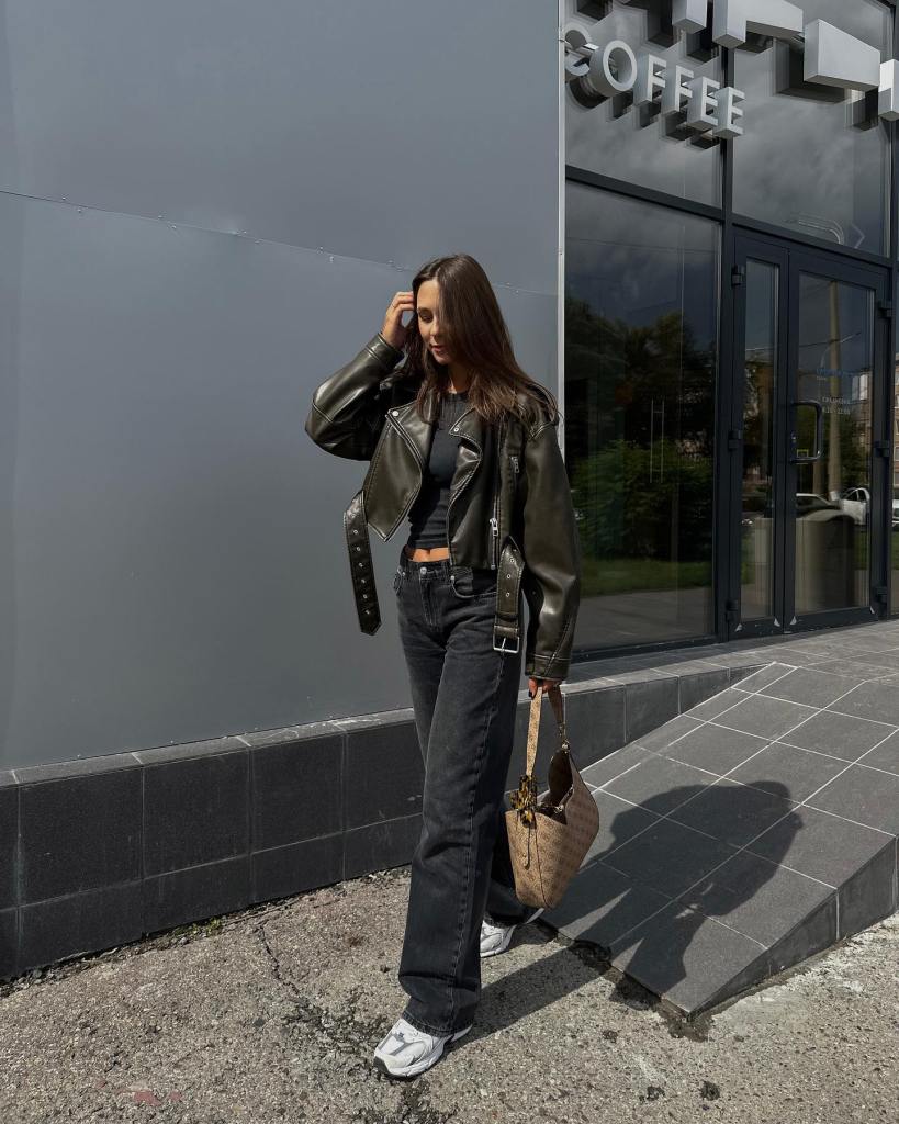 Moto Jacket with Crop Top and Jeans Moto Jacket with Crop Top and Jeans — Rock and Roll Outfits