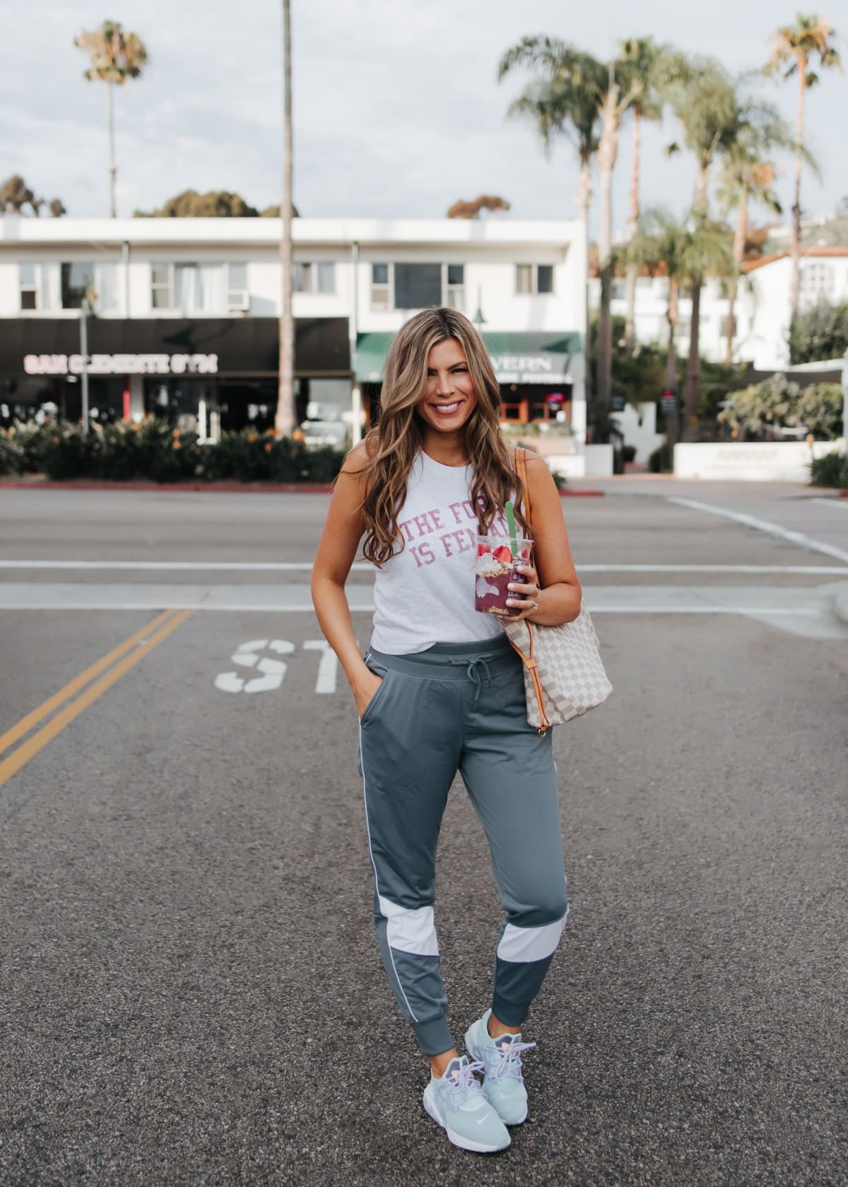 Color-Blocked Track Pants and Graphic Tank Color-Blocked Track Pants and Graphic Tank — Athleisure Outfits