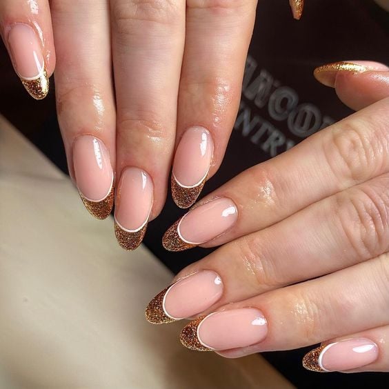 Full Gold Glitter French Tips — Gold French Tip Nails