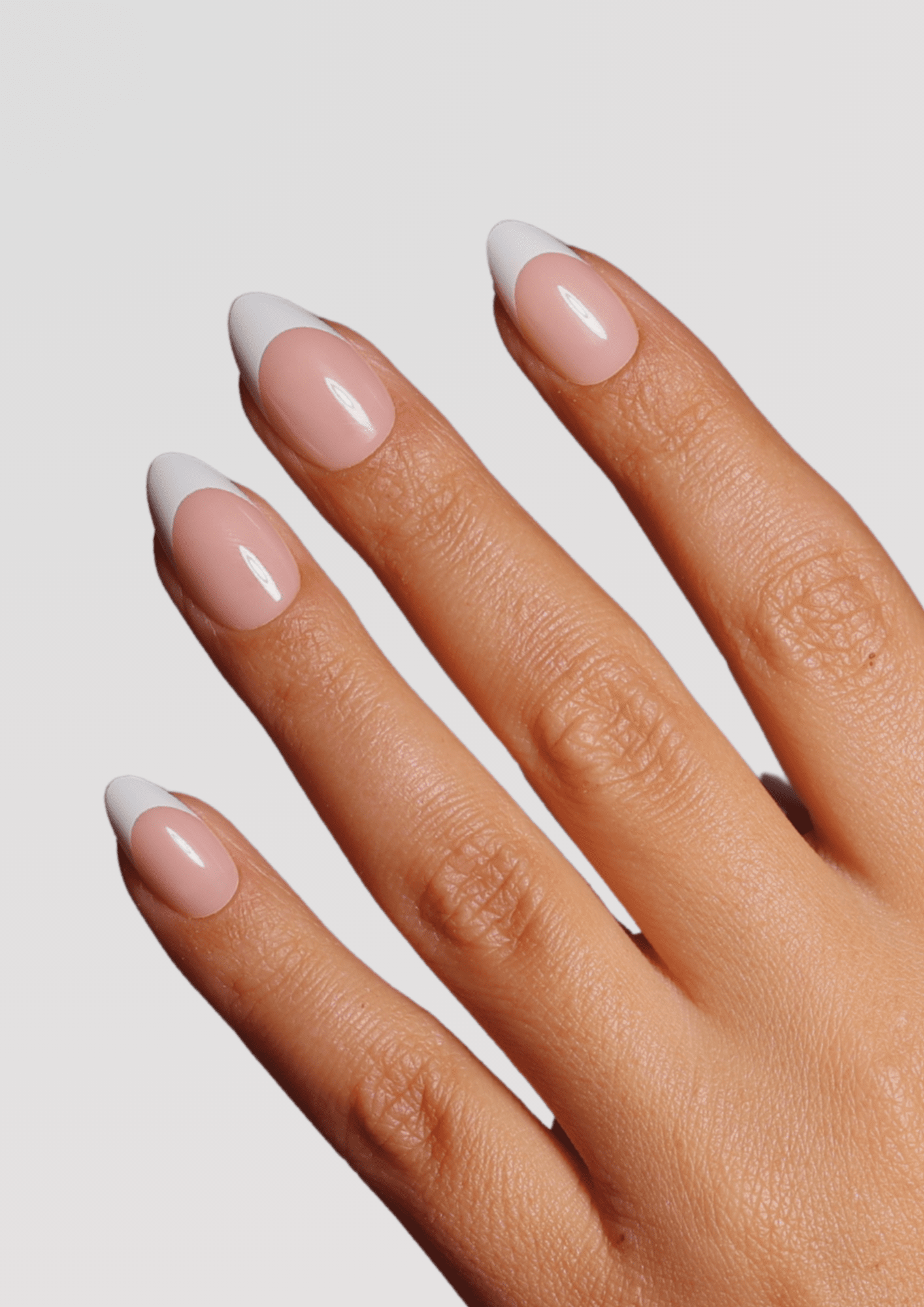 Short Oval Sheer Pink French Tips — Press On Nails