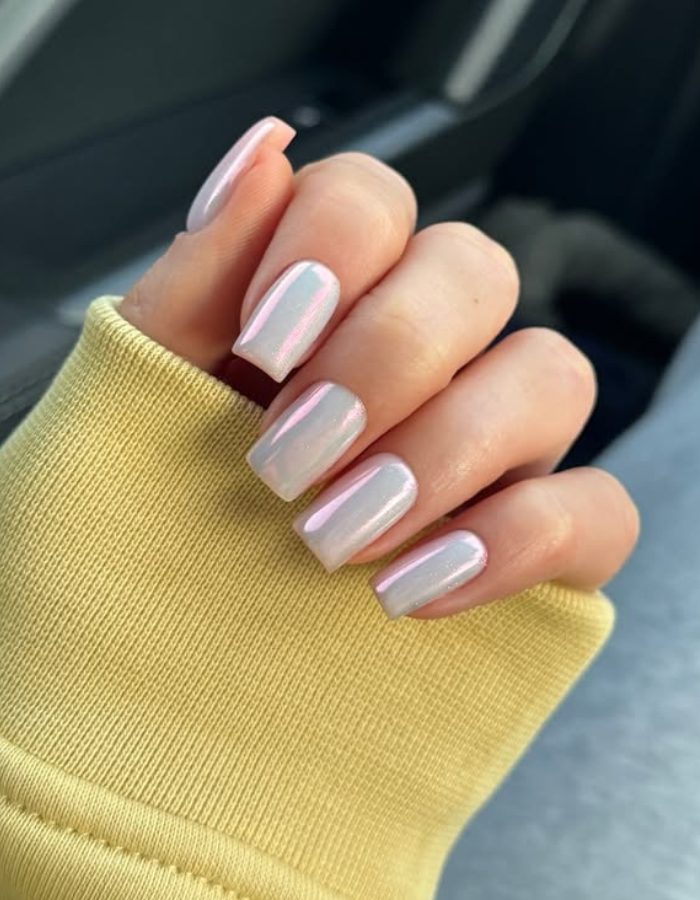 Medium Square Pink Blue Chrome Medium Square Pink Blue Chrome — White Chrome Nails