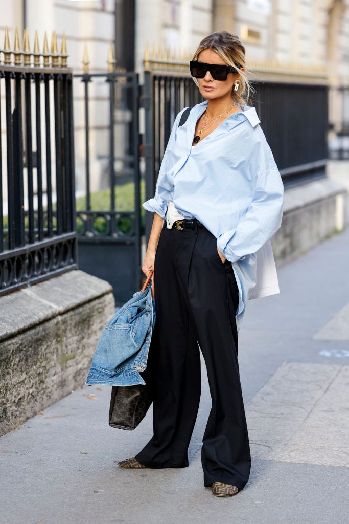 Oversized Button-Down and Wide-Leg Trousers for a Modern Work Look — Work Outfits