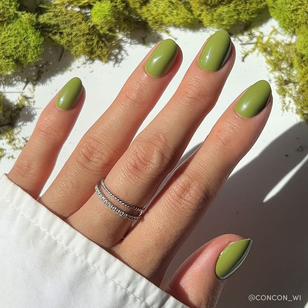 Solid Color Visual Idea — Green Nails