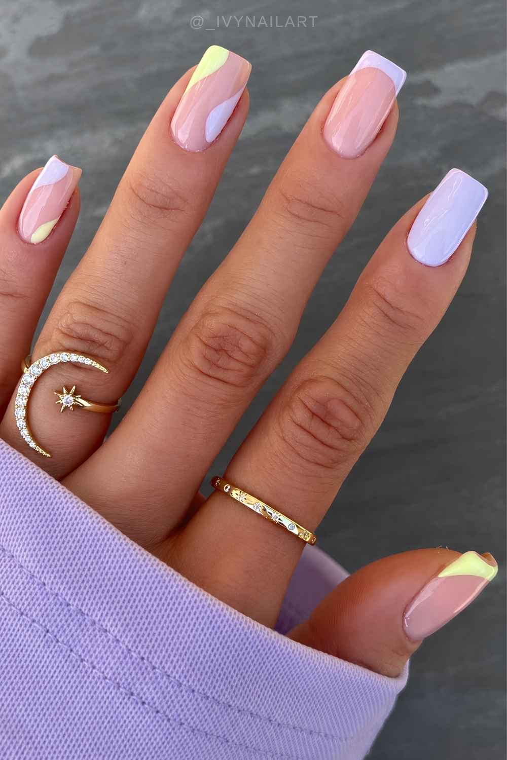 Pastel Wavy Color Blocks Pastel Wavy Color Blocks — Negative Space Nails