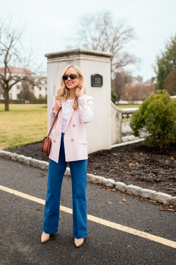 Smart Casual Polish: Pink Blazer with Flared Jeans Smart Casual Polish: Pink Blazer with Flared Jeans — Classy Outfits