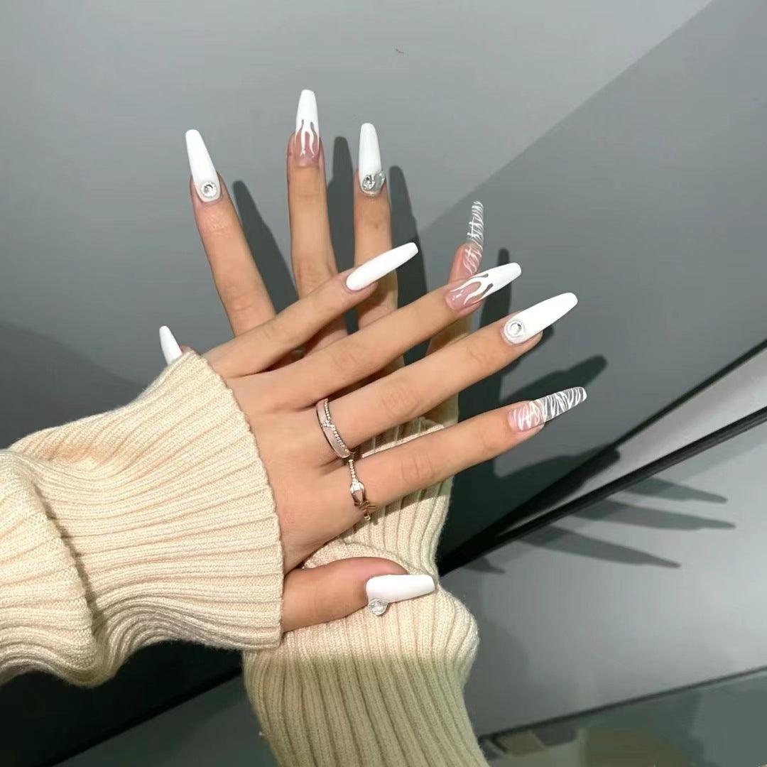 Extra Long Stiletto White Art Nails Extra Long Stiletto White Art Nails — White Nails