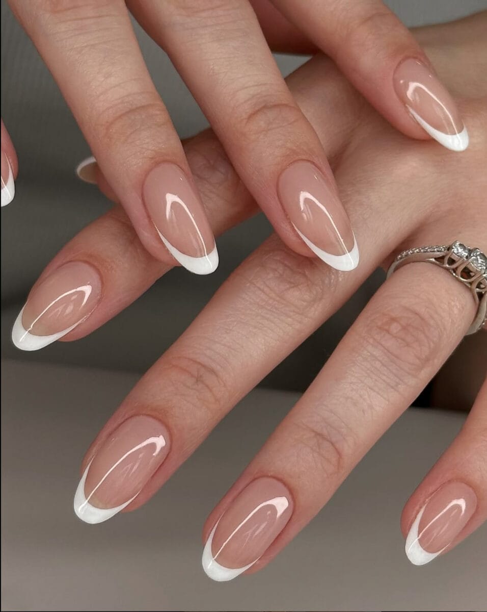 Medium Almond Classic French — Bridesmaid Nails