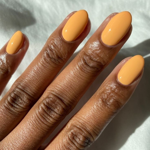 Vibrant Glossy Orange Short Oval Nails Vibrant Glossy Orange Short Oval Nails — Nails for Tan Skin