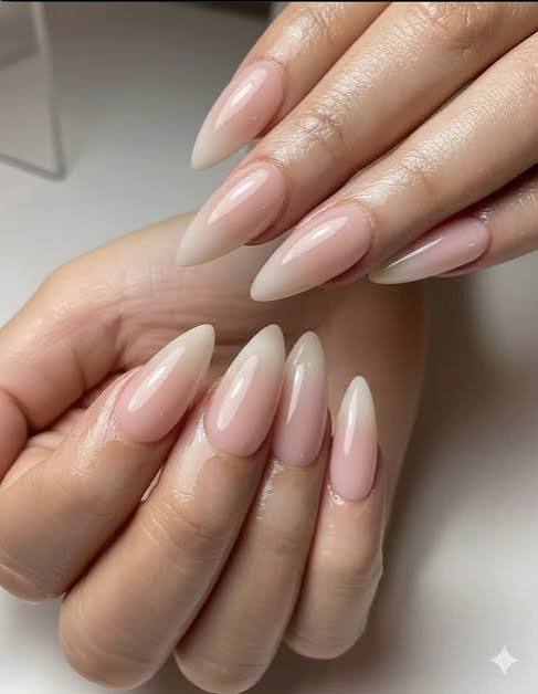 Long Stiletto Pink Nude Gradient Nails Long Stiletto Pink Nude Gradient Nails — Nude Nails