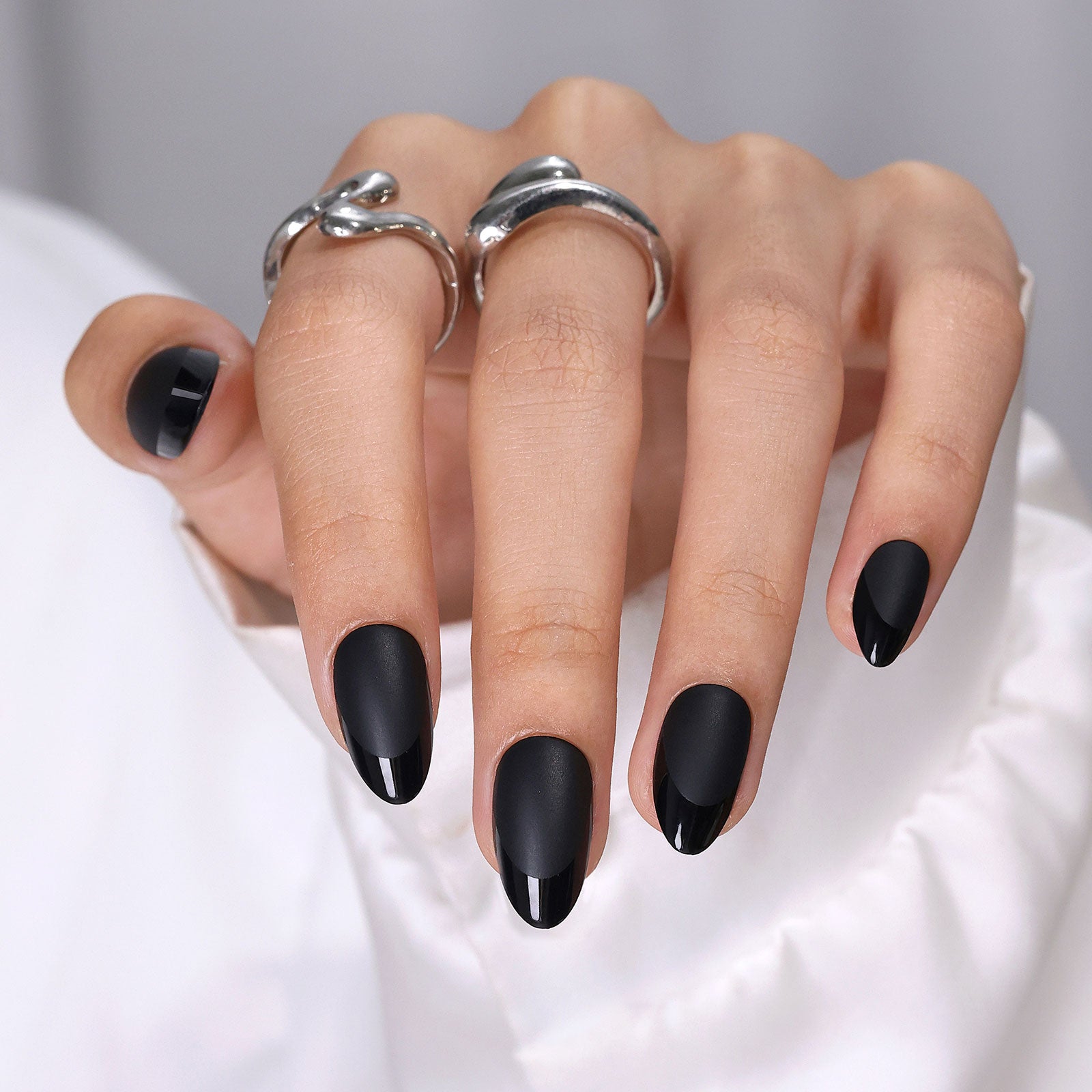 Matte Black French Tips with Heart Detail Matte Black French Tips with Heart Detail — Black French Tip Nails