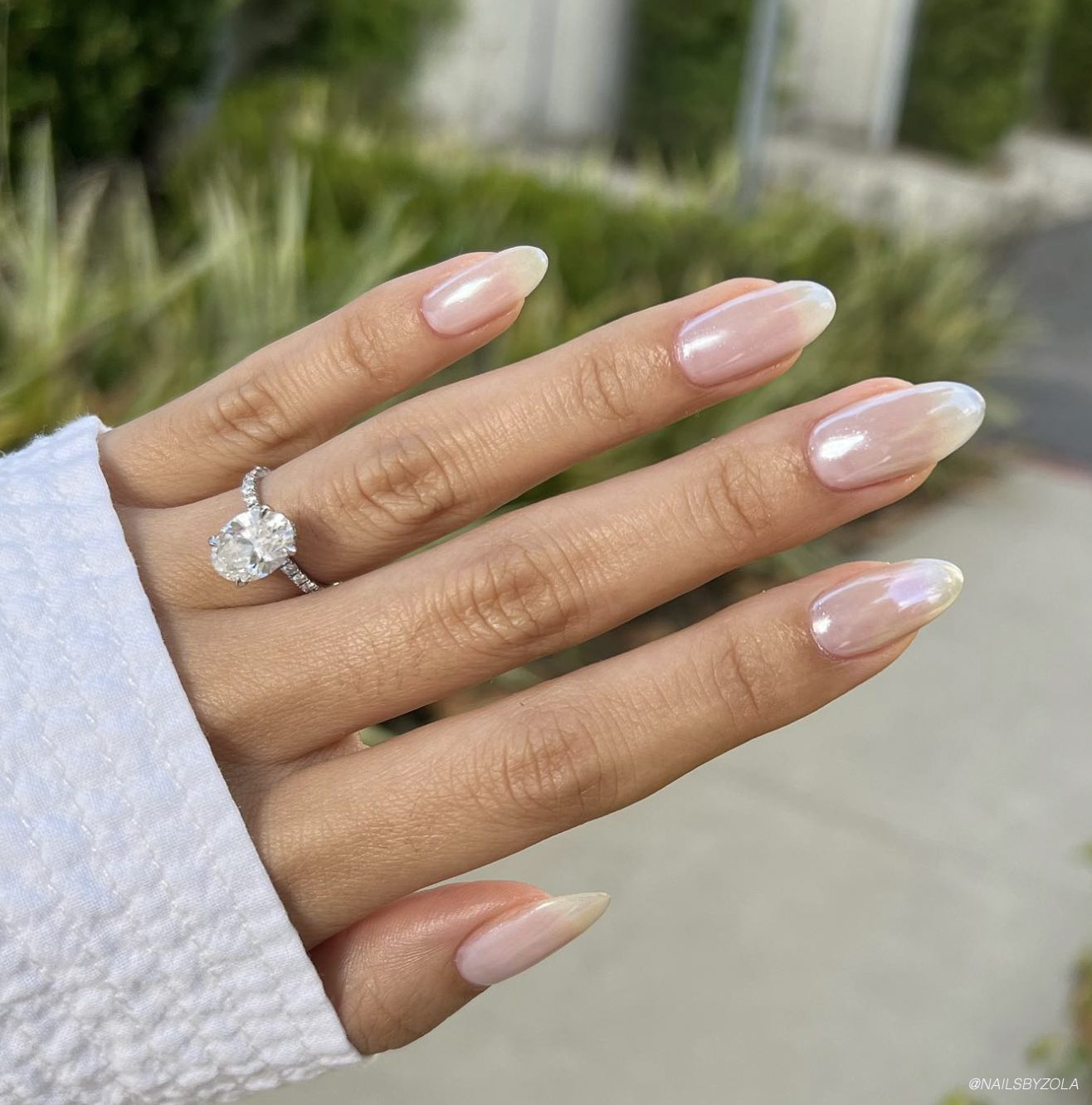 Metallic Gold French Tip Pearl Accents — Pearl Nails