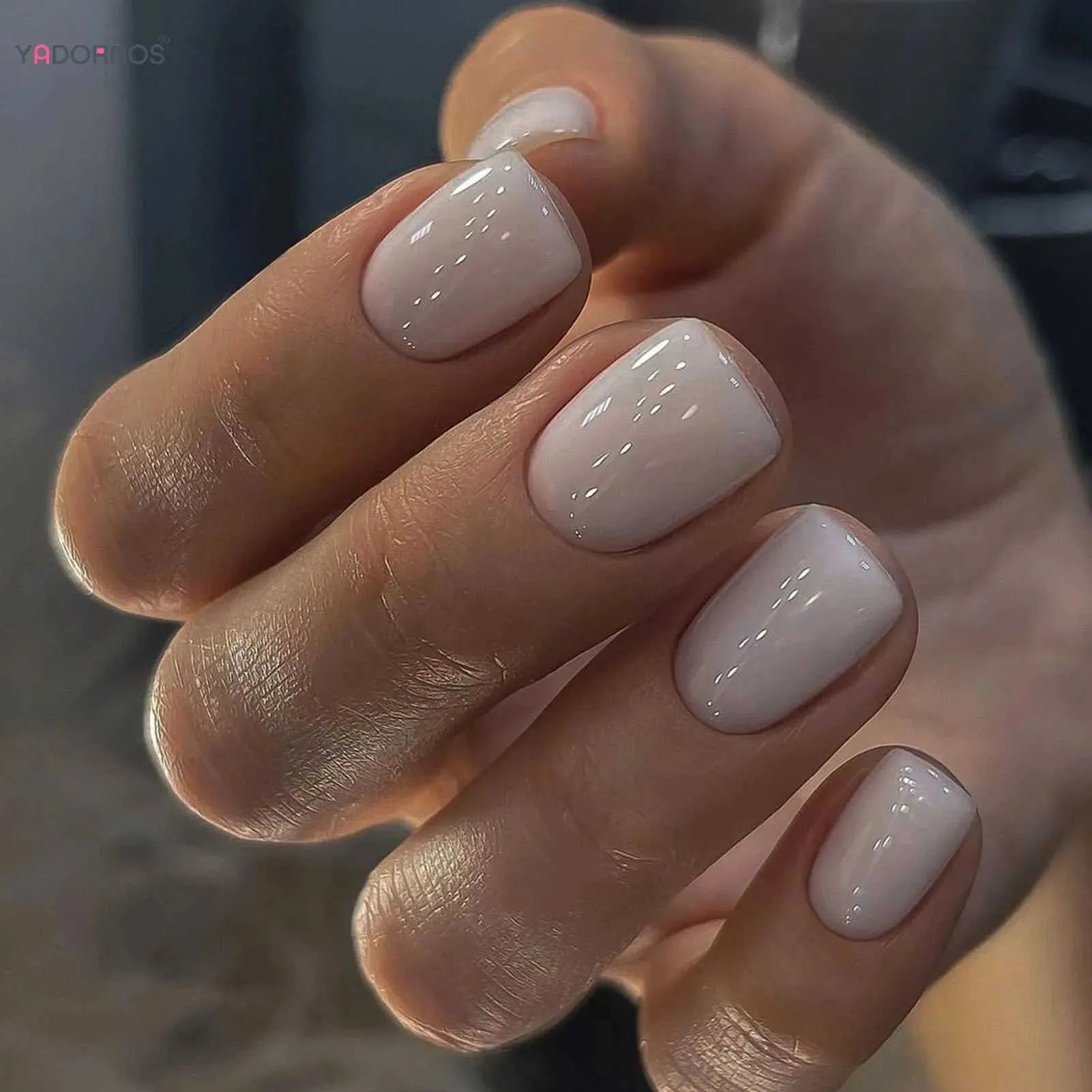 Clean Off-White Glossy Square — Short Acrylic Nails