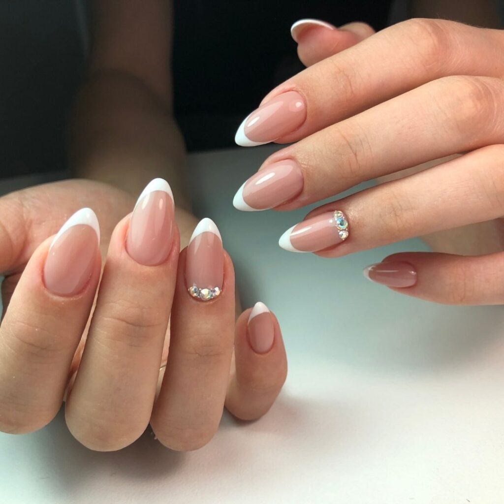 French Tips with Rhinestone Accents — Nail Shapes