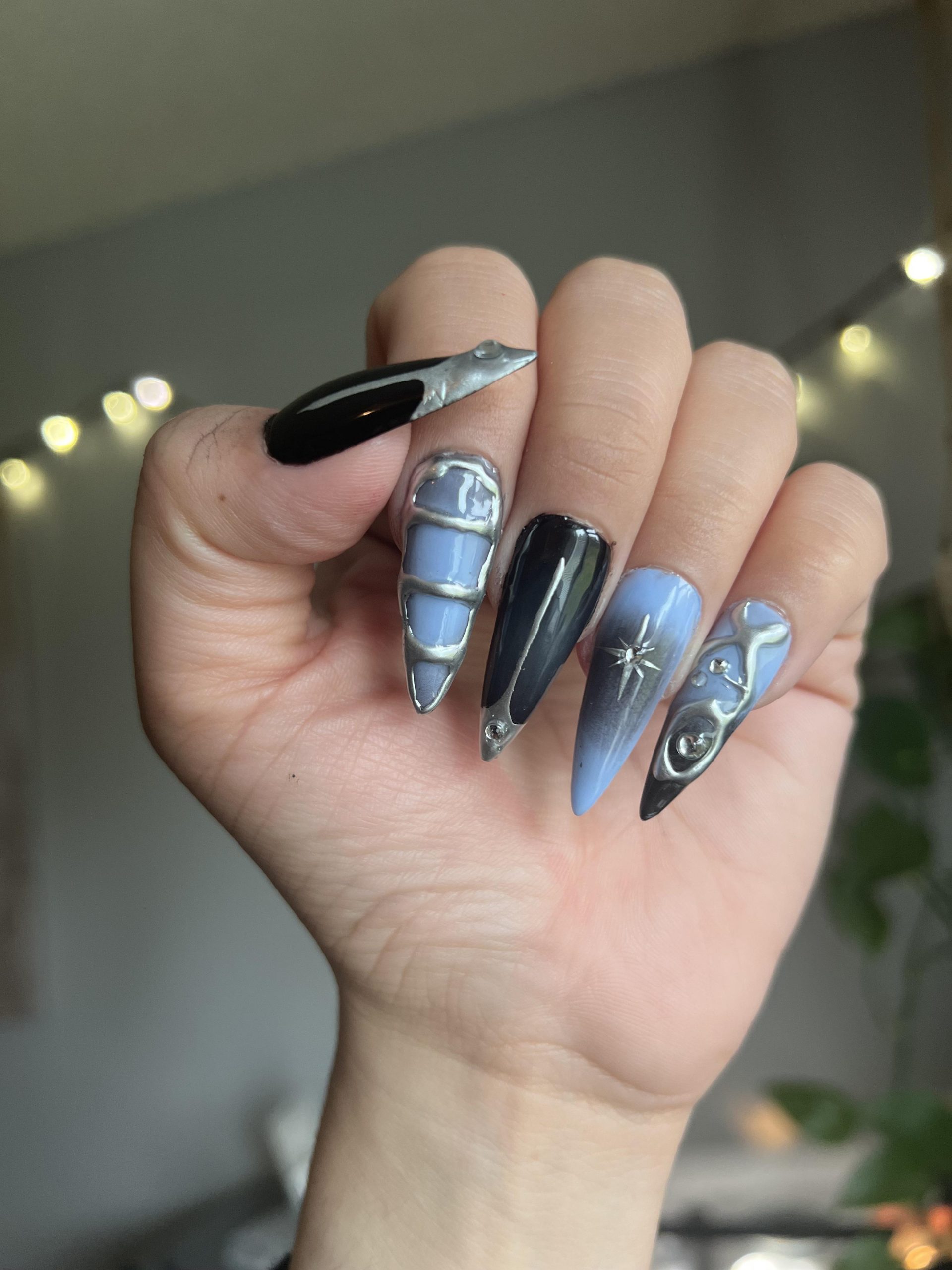 My second try doing 3d nail art and I love this look! : r/GelX_Nails