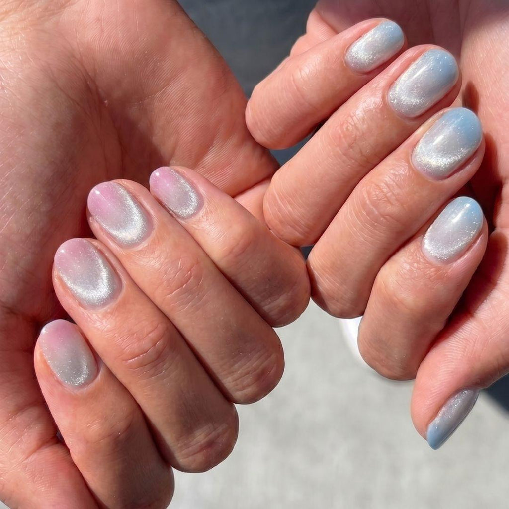One Hand Nude to White Glossy French Ombre One Hand Nude to White Glossy French Ombre — Ombre Nails