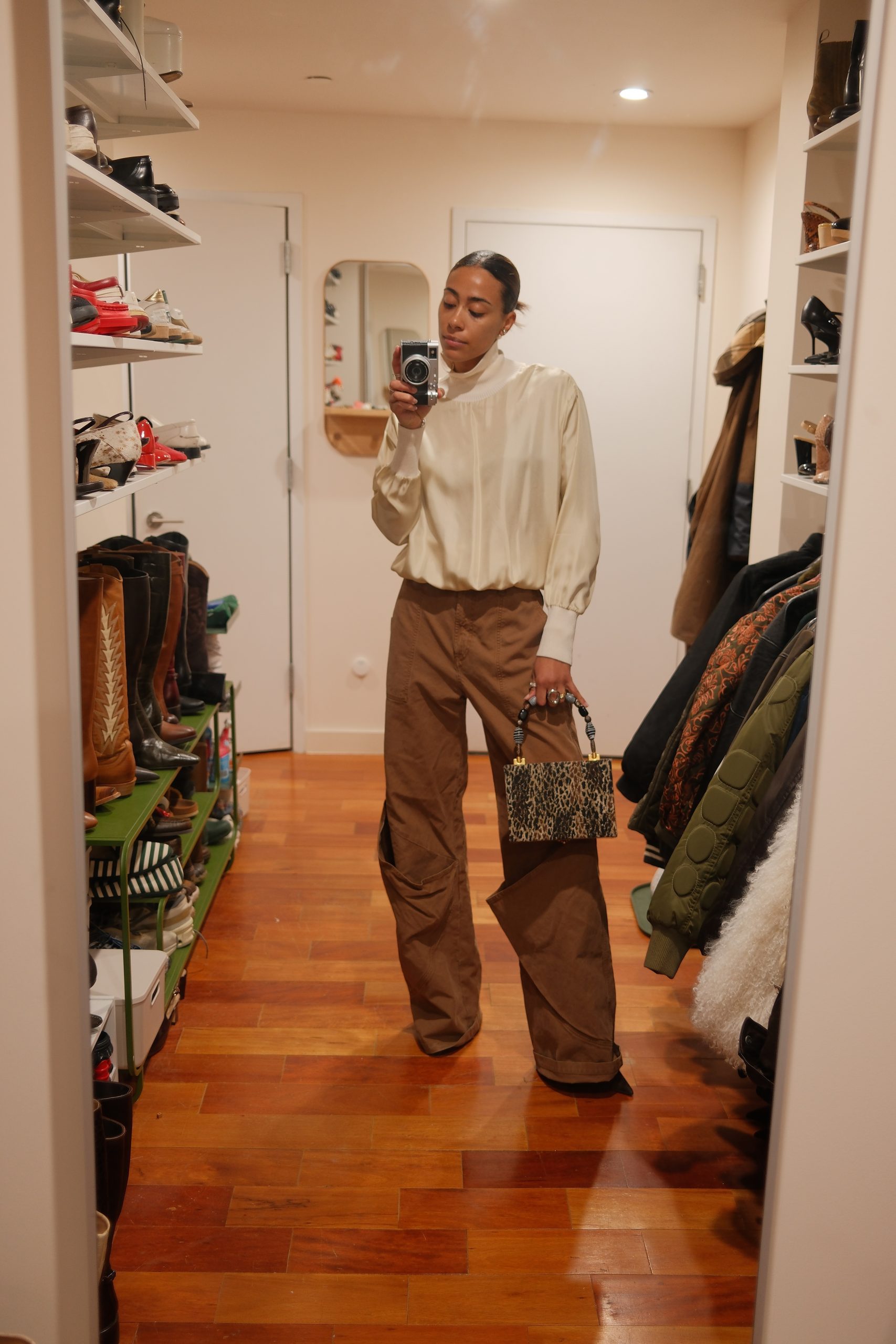 Sophisticated Comfort: Corduroy Trousers and Silk Turtleneck — Vintage Outfits