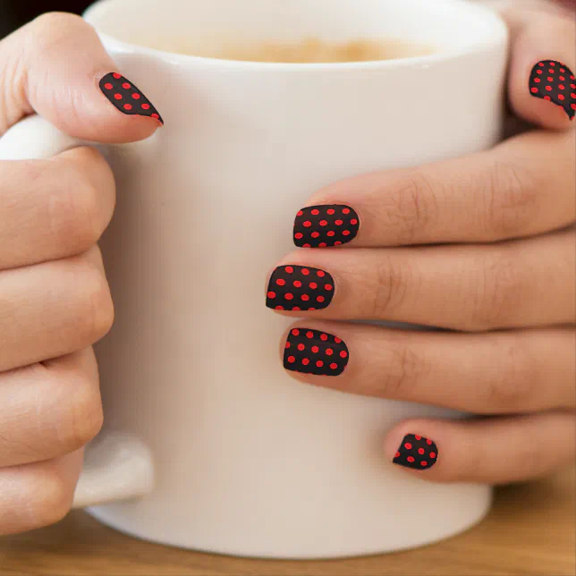 Glossy Black with Abstract Red Swirls Glossy Black with Abstract Red Swirls — Red and Black Nails