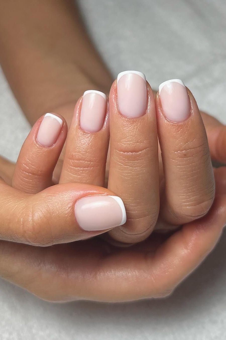 Nude Pink French Manicure Squoval Nude Pink French Manicure Squoval — Squoval Nails