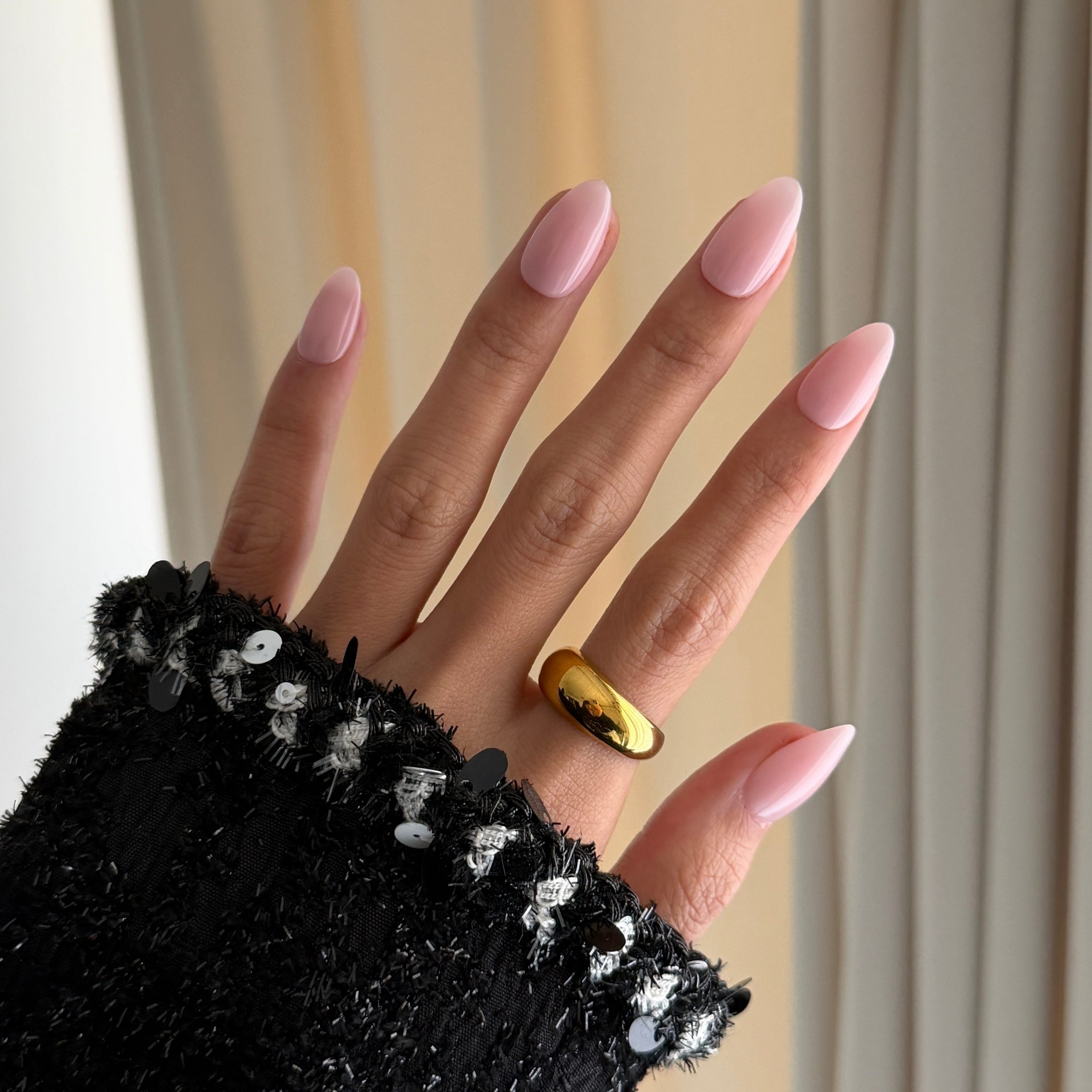Warm Translucent Pink Almond Nails — Bubble Bath Nails