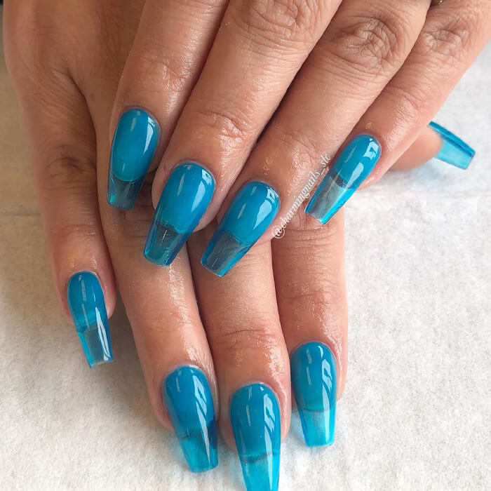 Dark Blue Cuticle Band Jelly Coffin Nails — Jelly Nails