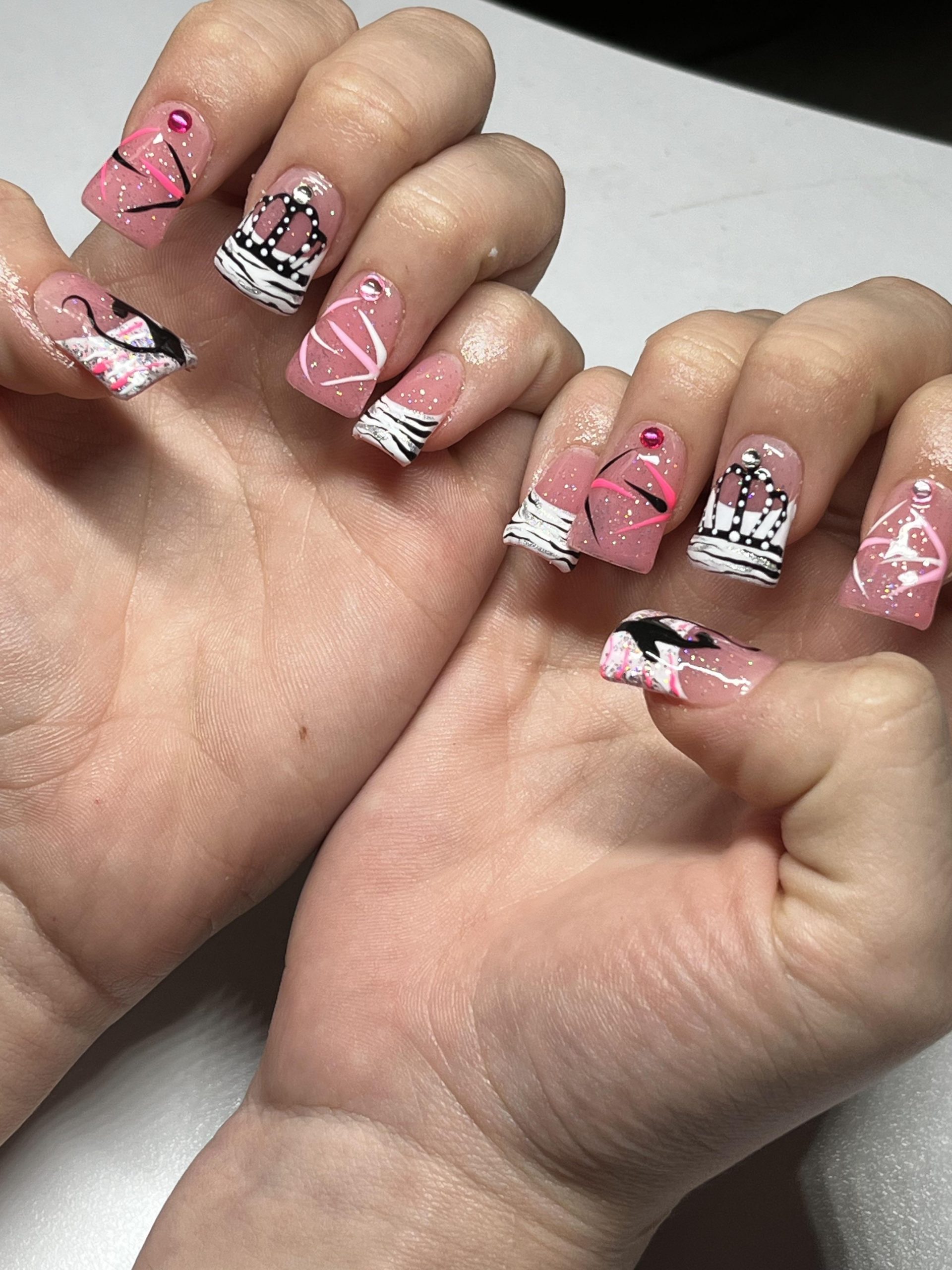 Glitter Swirls and Zebra Duck Nails Glitter Swirls and Zebra Duck Nails