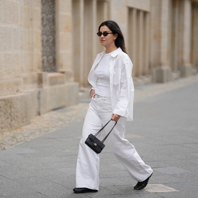 All-White Outfit with Black Loafers for a Chic Monochrome Look — Minimalist Outfits