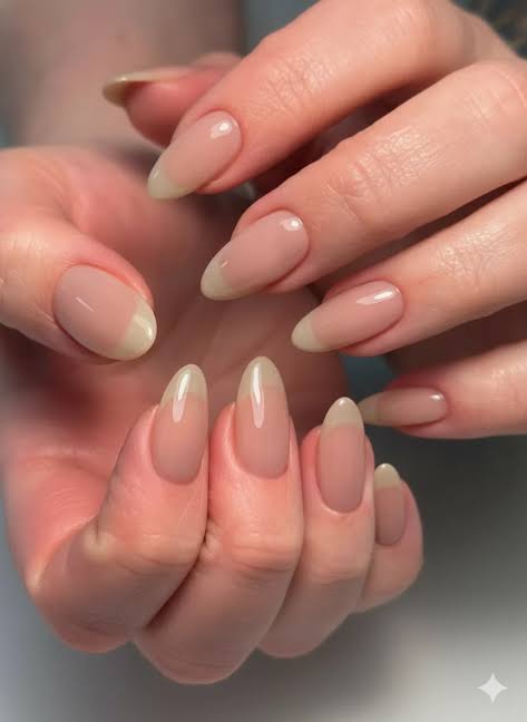 Sheer Nude with Off-White French Tips Sheer Nude with Off-White French Tips — Nude Nails