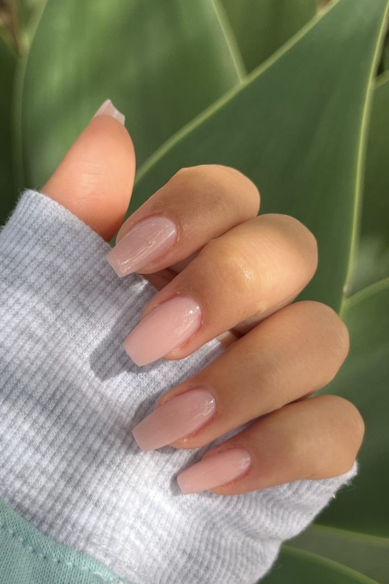 Milky Pink Medium Coffin Milky Pink Medium Coffin — Clean Girl Nails