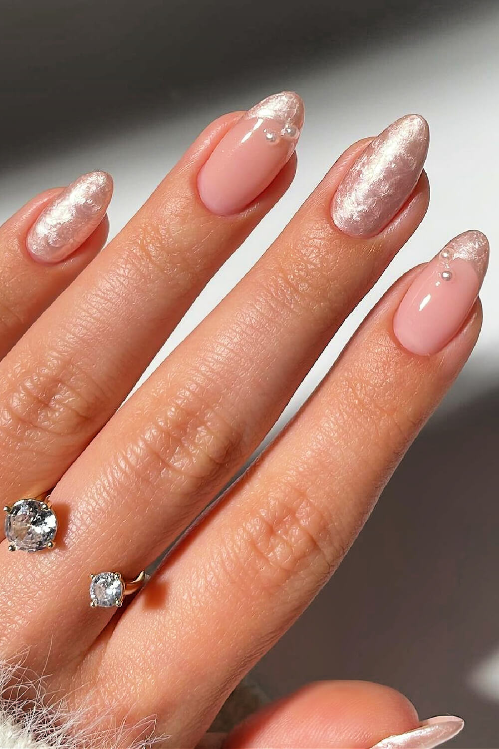 Sheer Pink Pearlescent Ombre Nails — Bridesmaid Nails