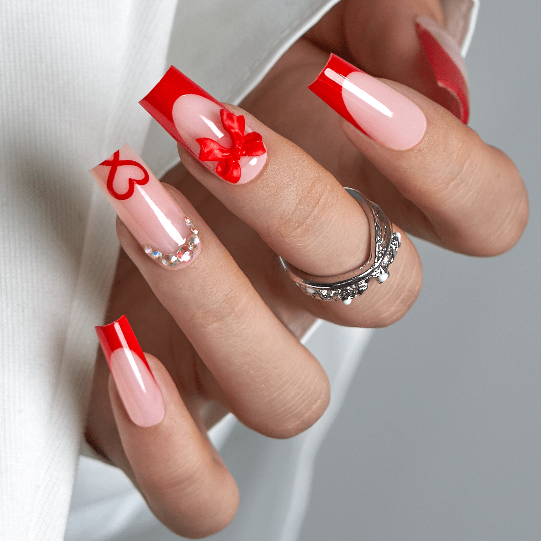 Valentines-Day Visual Idea — Red French Tip Nails