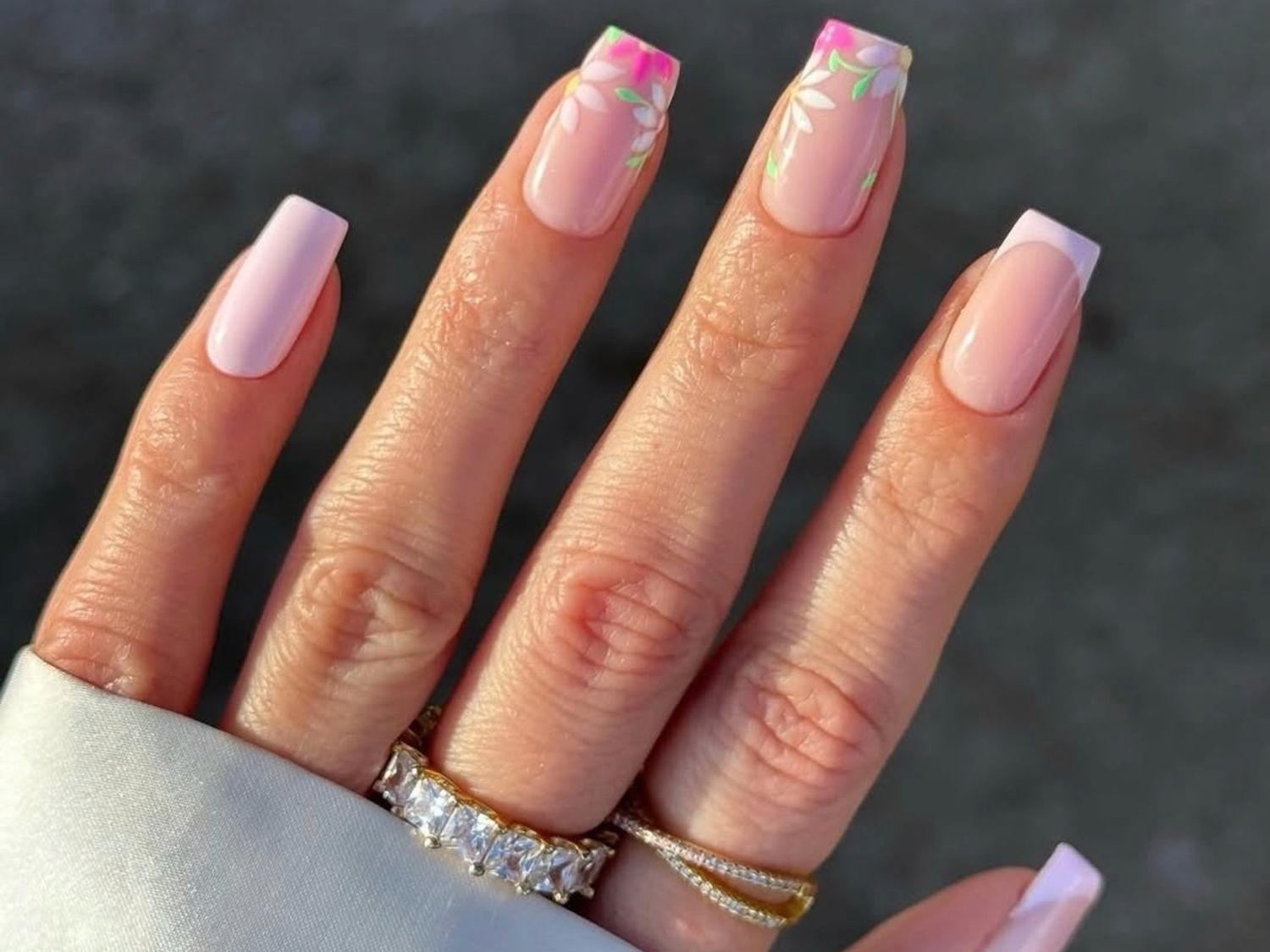 Floral Art On Accent Nails Visual Idea Floral Art On Accent Nails Visual Idea — Engagement Nails