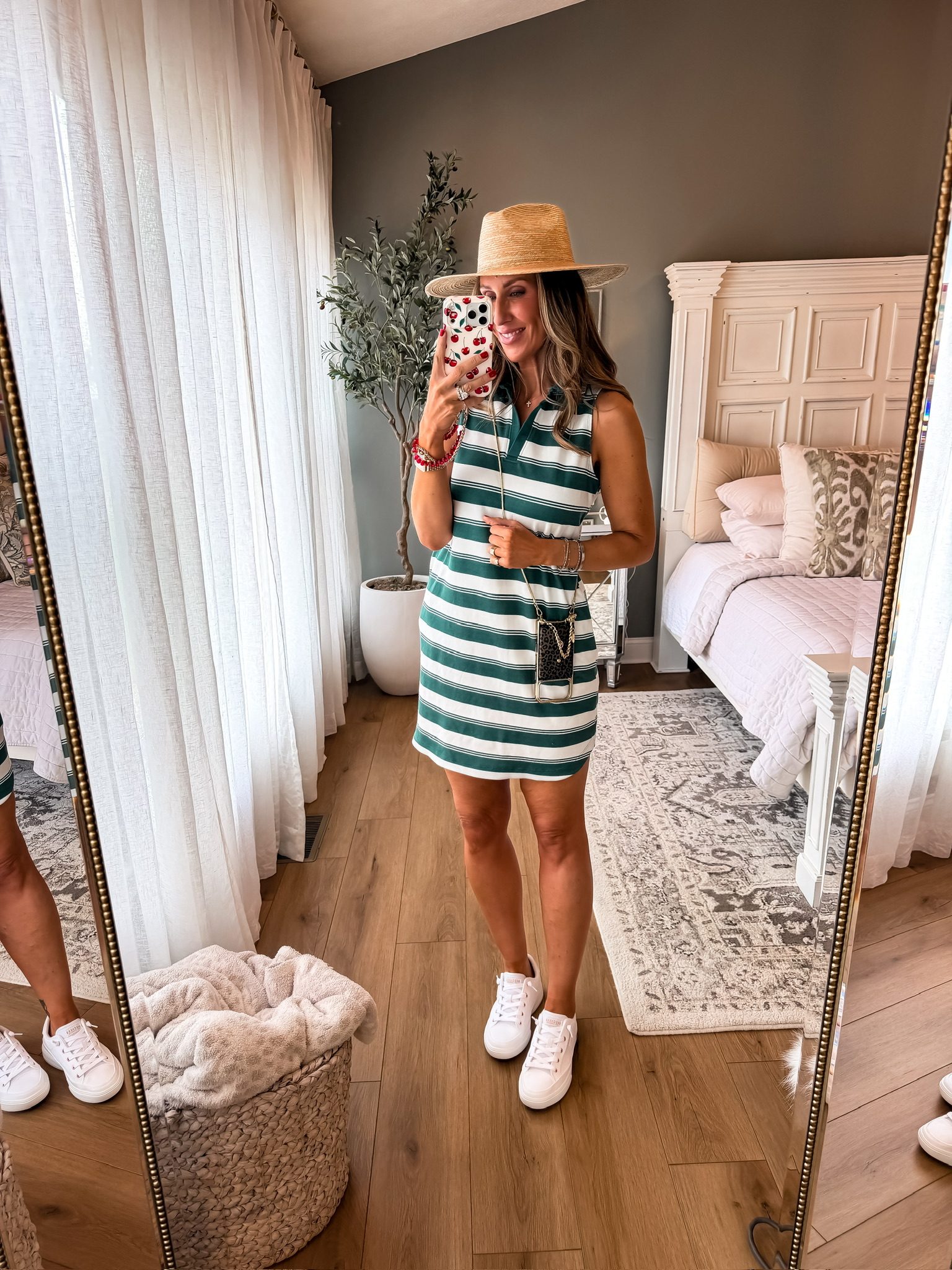 Summer Breeze: Striped Sleeveless Dress and Hat Summer Breeze: Striped Sleeveless Dress and Hat — Country Club Outfits