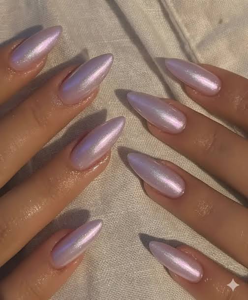 Pale Lavender Pearlescent Stilettos Pale Lavender Pearlescent Stilettos — Lavender Nails