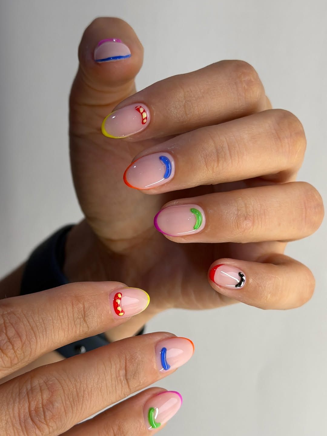 Minimalist Rainbow French Accents — Rainbow Nails