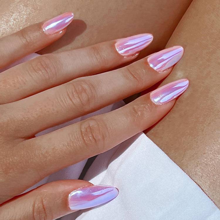 Pink Chrome Iridescent Almond Pink Chrome Iridescent Almond — Pink Chrome Nails