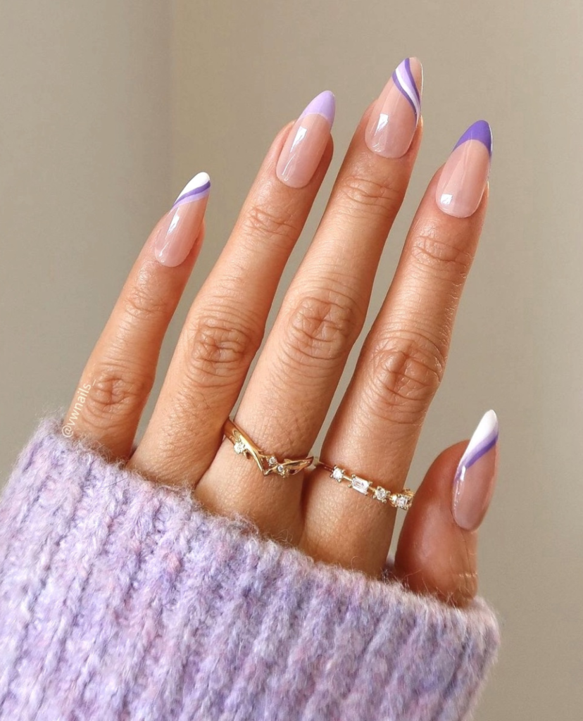 Long Square Abstract French Swirls Long Square Abstract French Swirls — Lavender Nails