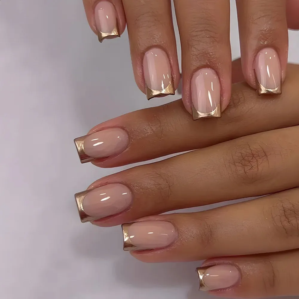 Gold French Tips On All Nails Visual Idea — Gold French Tip Nails