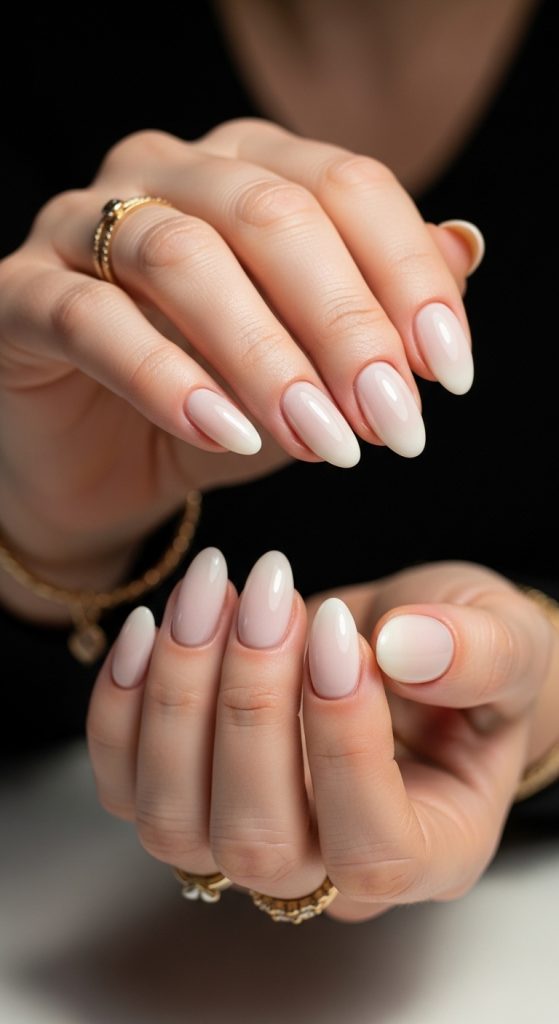Soft Milky Pink to White Gradient French — Nails for Women Over 40
