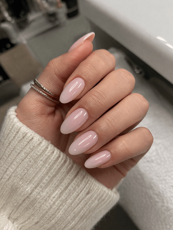 Milky Pale Pink Medium Ovals — Simple Nails