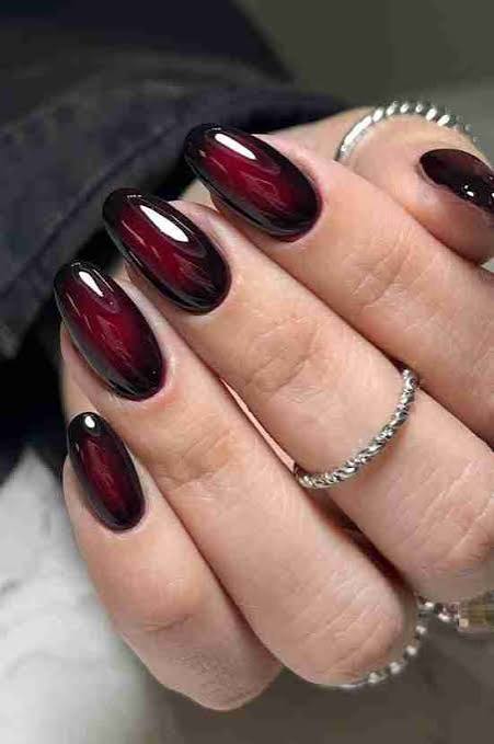Jelly Red with Black Outline Almond Nails Jelly Red with Black Outline Almond Nails — Red and Black Nails