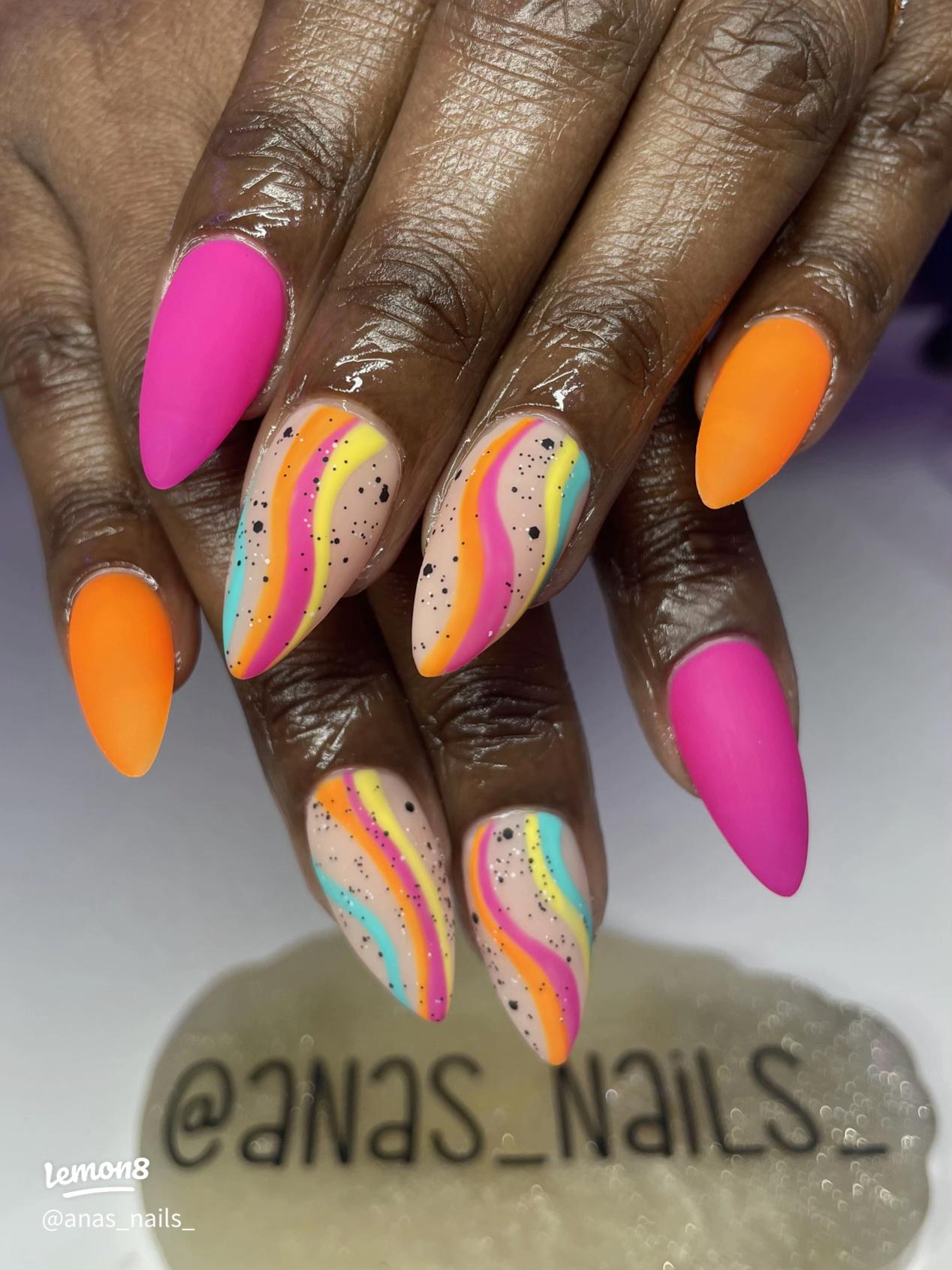 Matte Neon & Glossy Swirl Mix Matte Neon & Glossy Swirl Mix — Swirl Nails