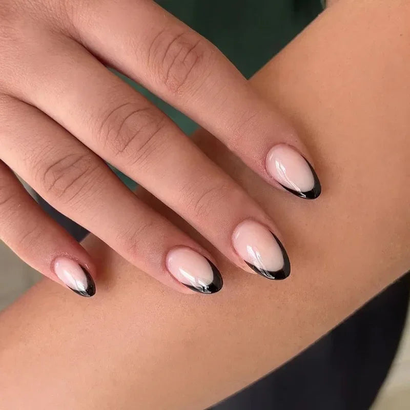 Long Coffin Black French Tips Long Coffin Black French Tips — Black French Tip Nails