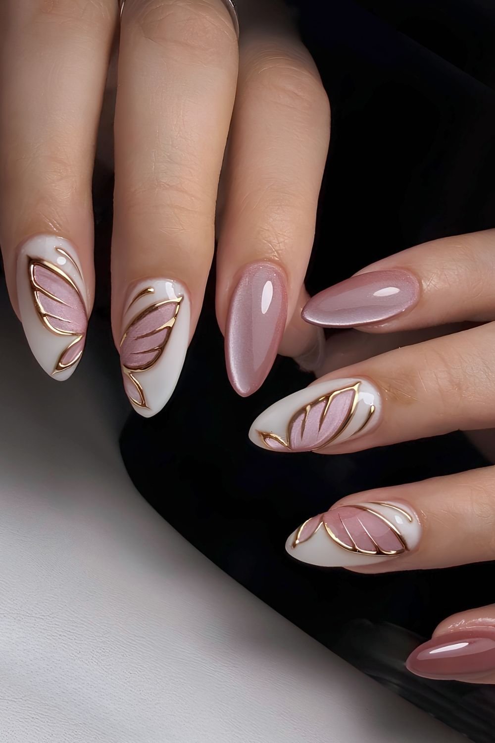Butterfly Motif Cat Eye Almonds Butterfly Motif Cat Eye Almonds — Cat Eye Nails